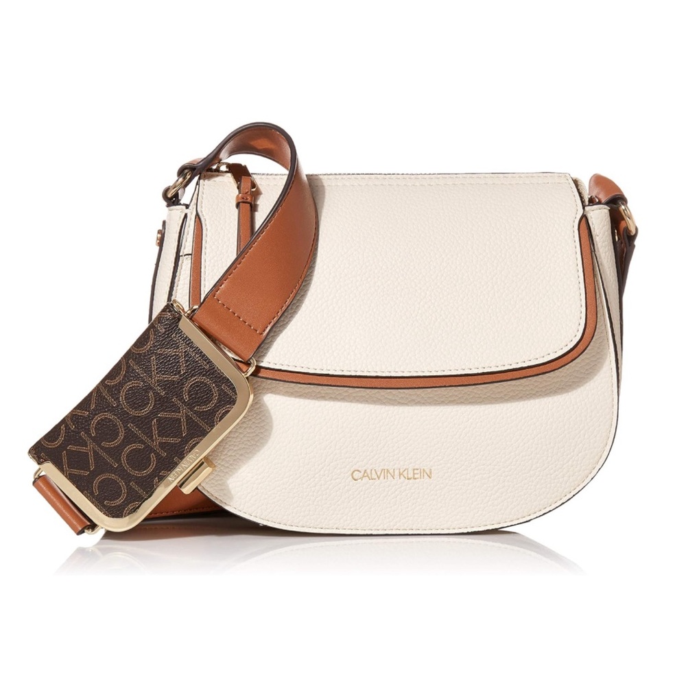 Calvin Klein Bag Bella Novelty Crossbody Leather Cherub White AUTHENTIC NWT - Picture 4 of 14